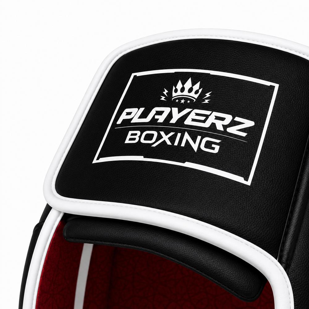Playerz SparTech Head Guard - Black/White-Playerz Boxing