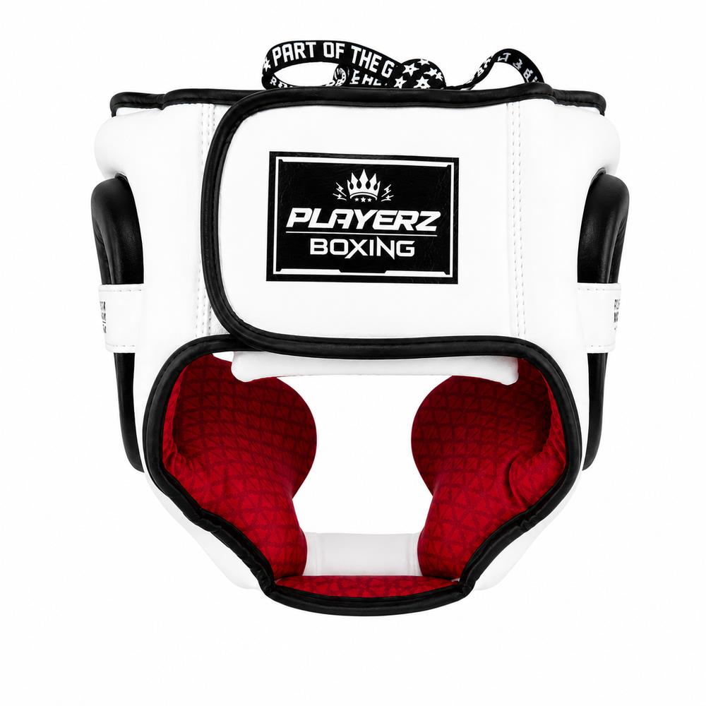Playerz SparTech Head Guard - White/Black-Playerz Boxing