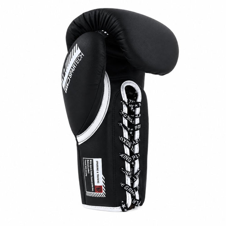 Playerz SparTech Lace Boxing Gloves - Black/White-Playerz Boxing