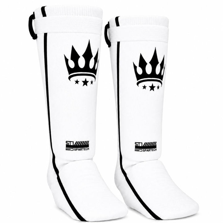 Playerz SparTech Lightweight Cotton Shin Guards - Whte/Black - Adult & Kids-Playerz Boxing