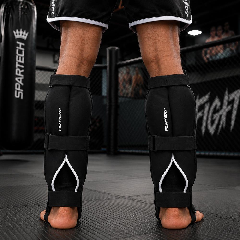 Playerz SparTech MMA Shin Guard - Black/White-Playerz Boxing