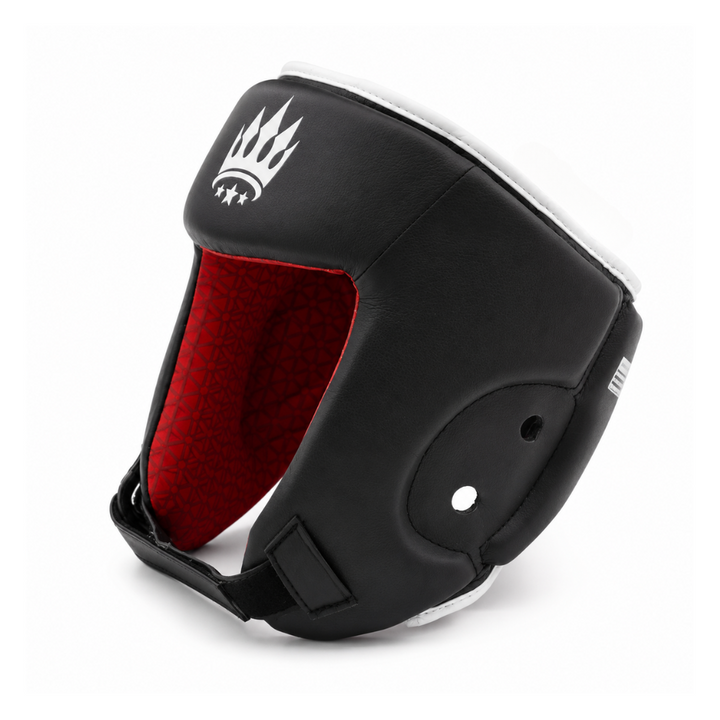 Playerz SparTech Open Face Head Guard - Black/White-Playerz Boxing