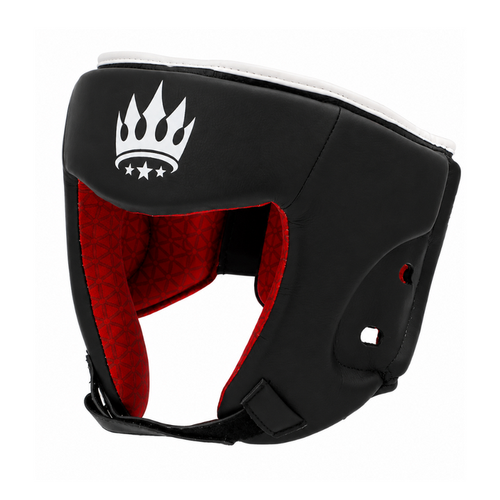 Playerz SparTech Open Face Head Guard - Black/White-Playerz Boxing