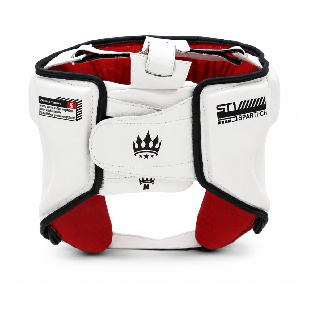 Playerz SparTech Open Face Head Guard - White/Black-Playerz Boxing