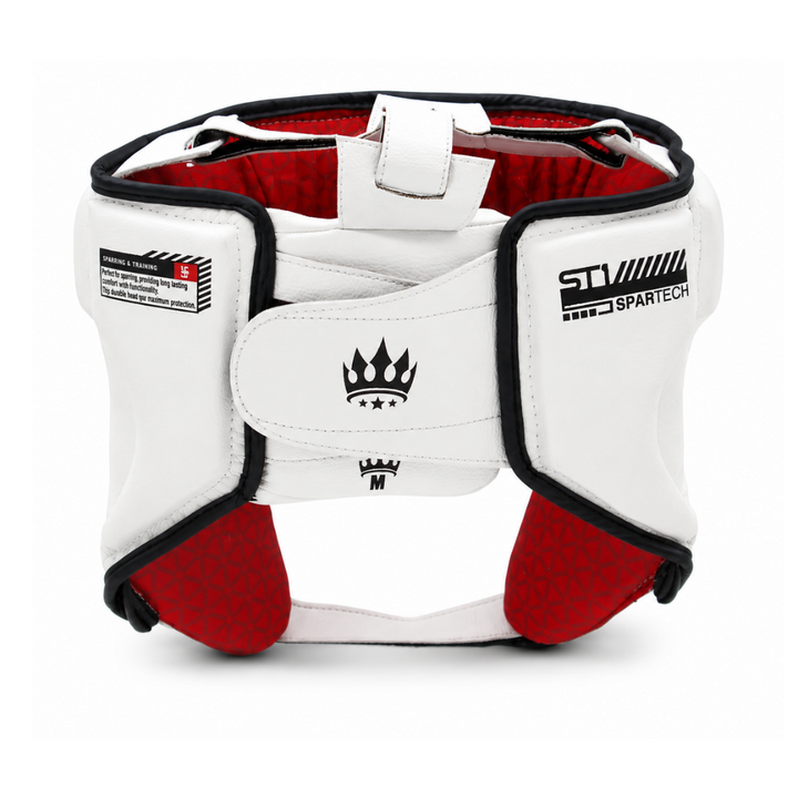 Playerz SparTech Open Face Head Guard - White/Black-Playerz Boxing