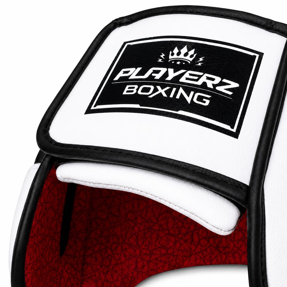 Playerz SparTech Pro Head Guard - White/Black-Playerz Boxing