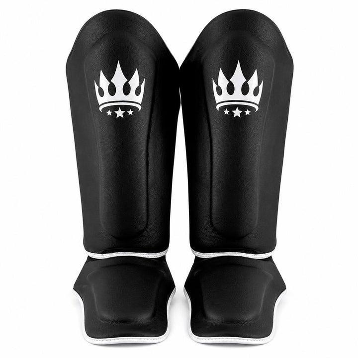 Playerz SparTech Shin Guards - Black/White-Playerz Boxing