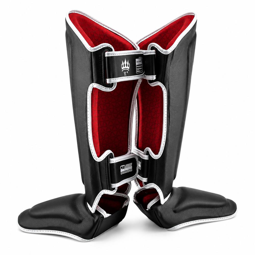 Playerz SparTech Shin Guards - Black/White-Playerz Boxing