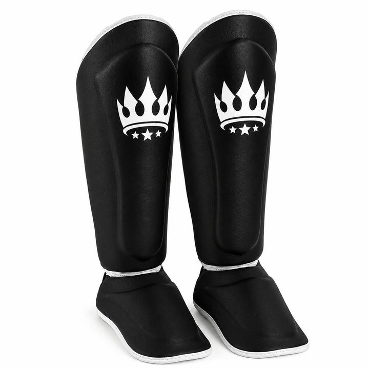 Playerz SparTech Shin Guards - Black/White-Playerz Boxing