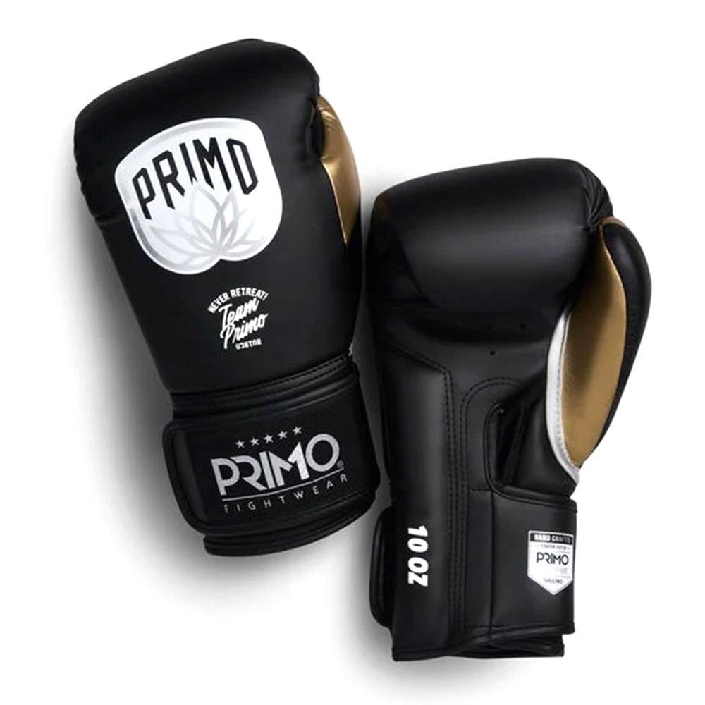 Primo Emblem 2.0 Semi Leather Boxing Gloves - Black-Gold-Primo