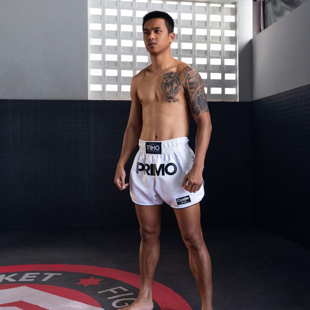 Primo Muay Thai Shorts - Mamba Series - White-Primo