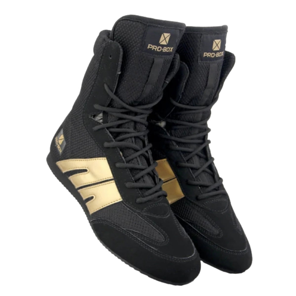 Pro-Box Classic Junior Boxing Boots ‚Äì Black/Gold-Pro Box