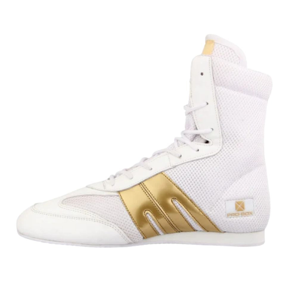 Pro Box Classic Boxing Boot - White/Gold-Pro Box