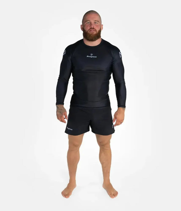 Progress Academy Short Sleeve BJJ Rash Guard Black