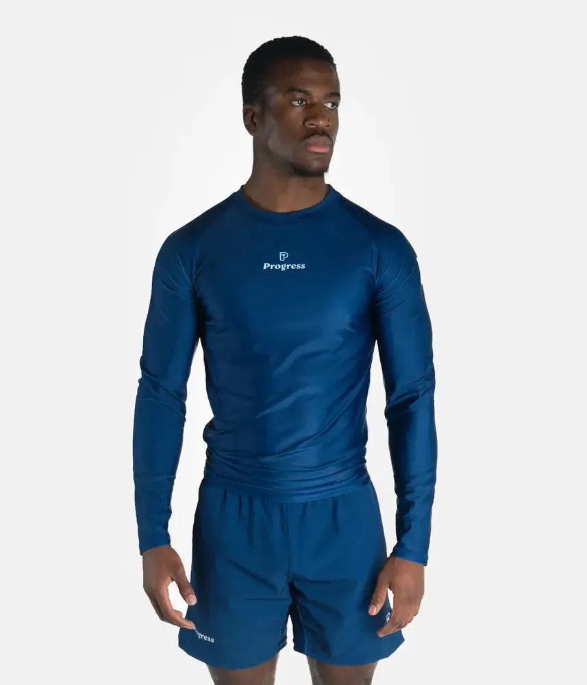 Progress Academy Short Sleeve BJJ Rash Guard Navy