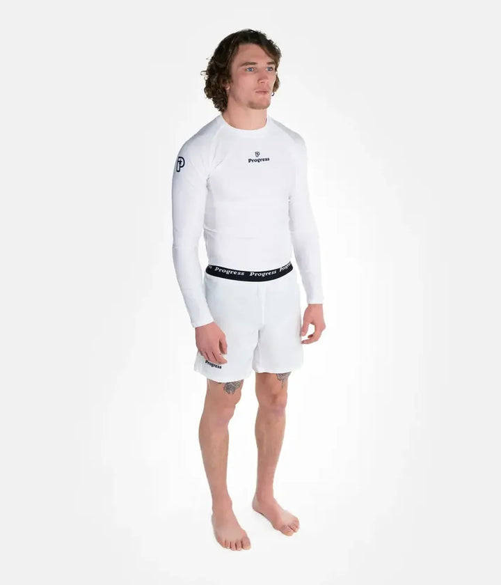 Progress Academy Short Sleeve BJJ Rash Guard White