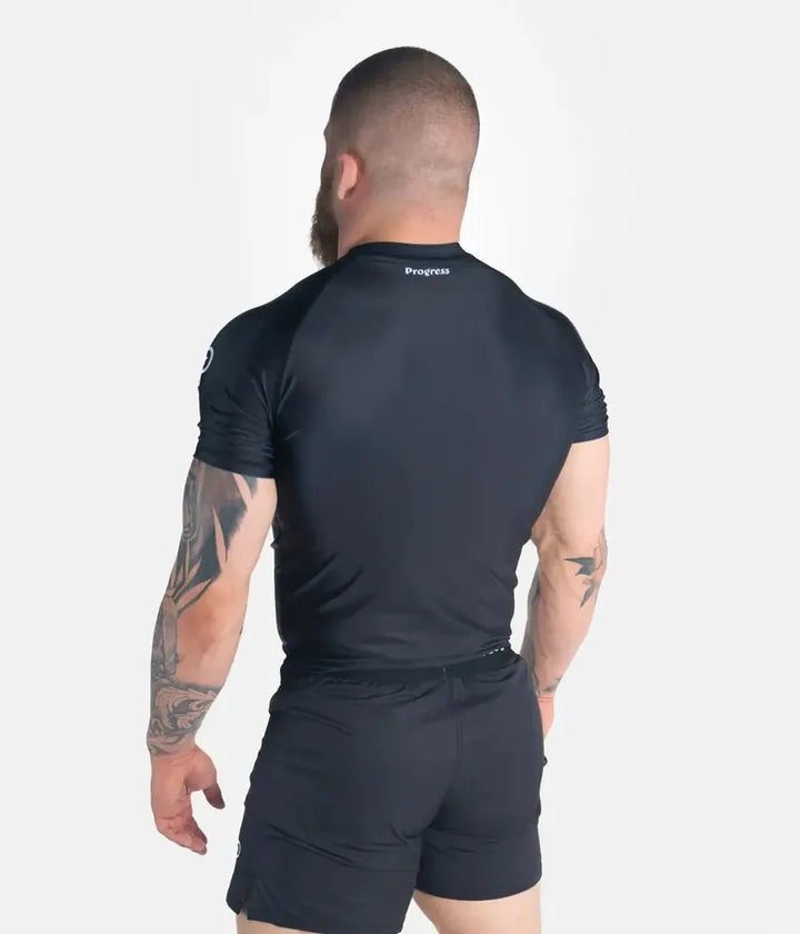 Progress Academy Short Sleeve BJJ Rash Guard Black
