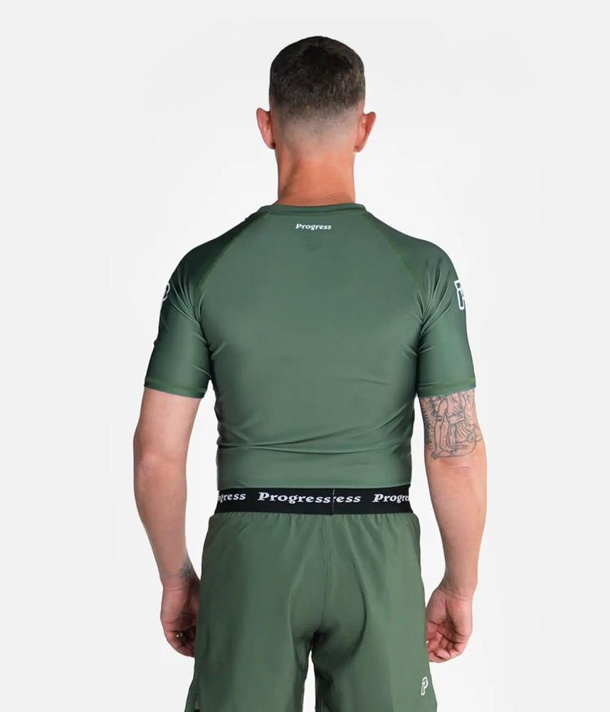 Progress Academy Short Sleeve BJJ Rash Guard Khaki
