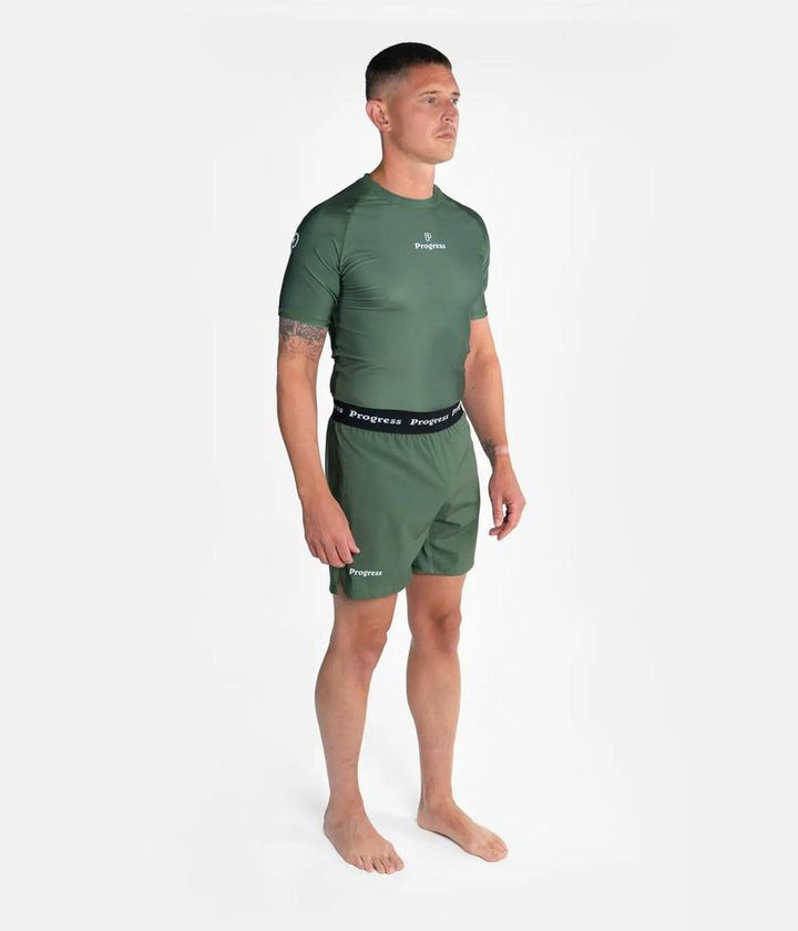 Progress Academy Short Sleeve BJJ Rash Guard Khaki