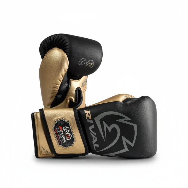 Rival RB100 Professional Bag Gloves – Black/Gold – Large-Rival Boxing