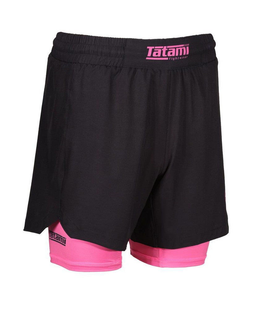 Tatami Dual Layer Grappling Shorts - Black/Pink-FEUK