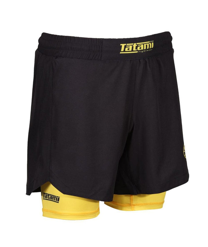 Tatami Dual Layer Grappling Shorts - Black/Yellow-FEUK