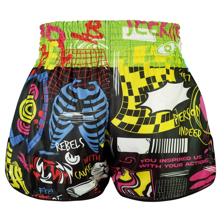 TUFF High-Cut Retro Muaythai Shorts Neon Graffiti-TUFF Sport