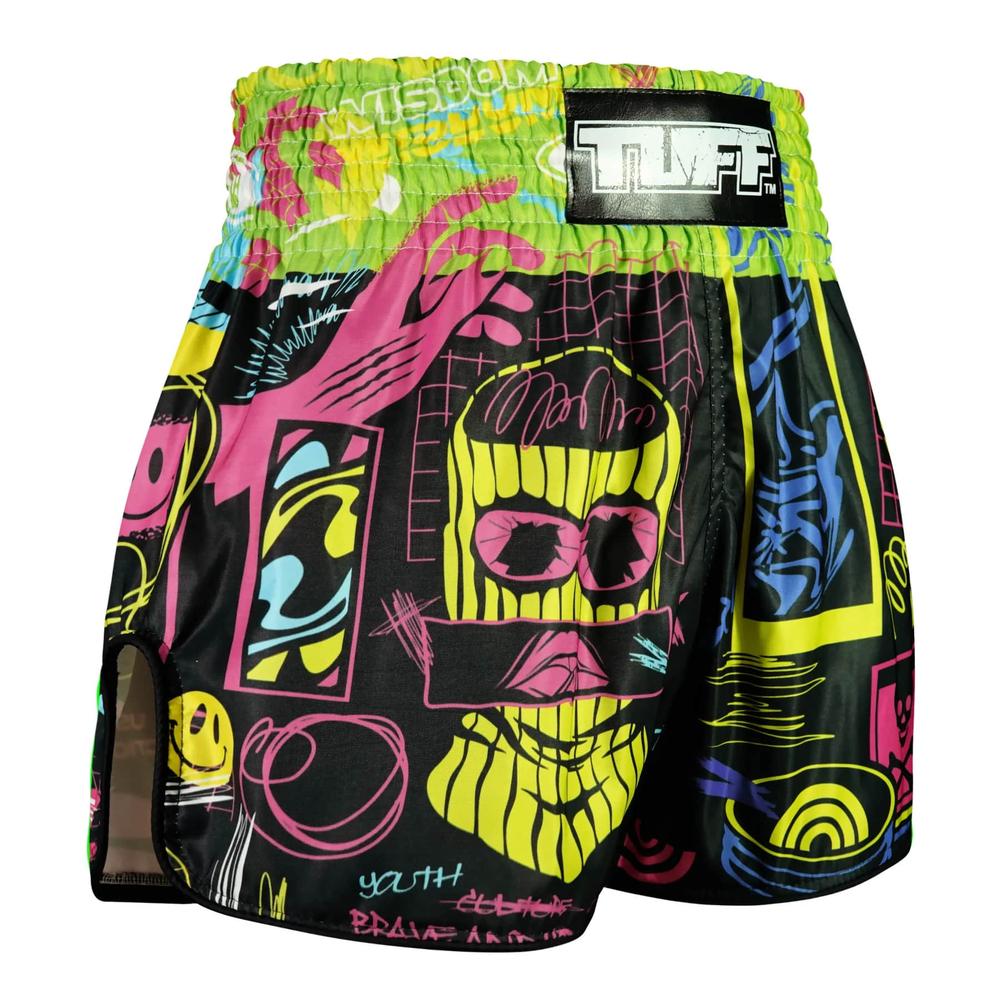 TUFF High-Cut Retro Muaythai Shorts Neon Graffiti-TUFF Sport