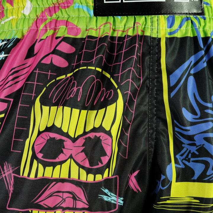 TUFF High-Cut Retro Muaythai Shorts Neon Graffiti-TUFF Sport