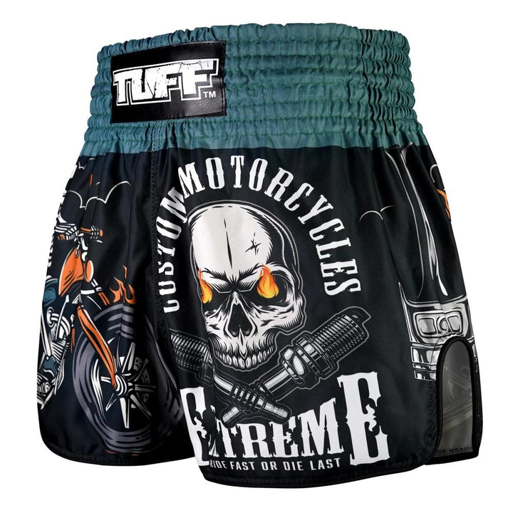 TUFF High-Cut Retro Muaythai Shorts The Skull Rider-TUFF Sport