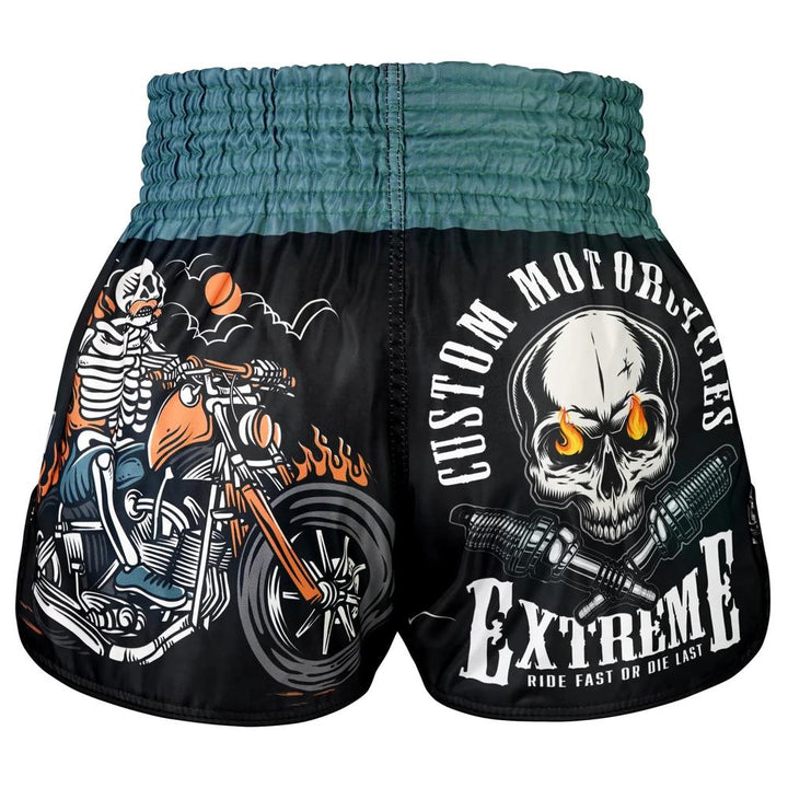 TUFF High-Cut Retro Muaythai Shorts The Skull Rider-TUFF Sport