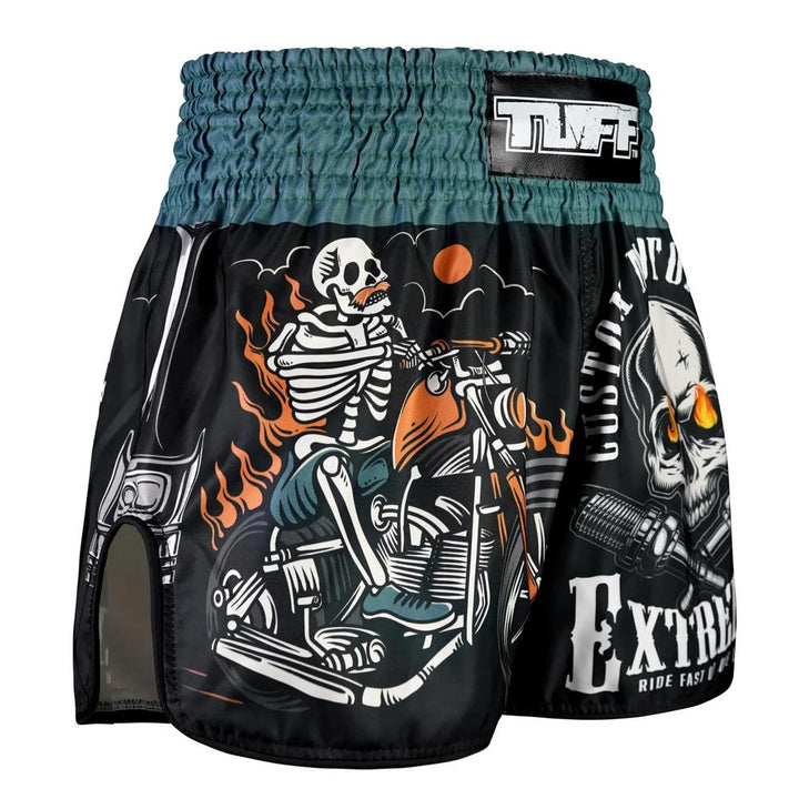 TUFF High-Cut Retro Muaythai Shorts The Skull Rider-TUFF Sport