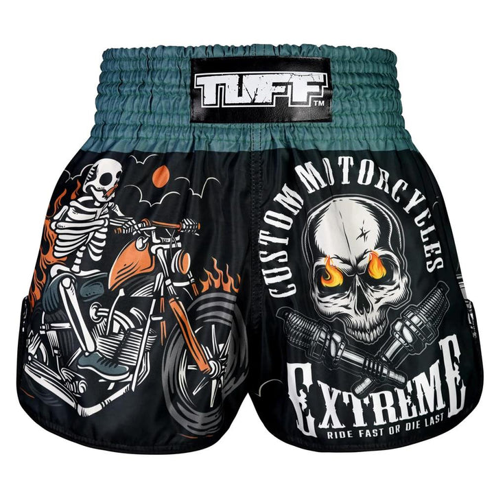 TUFF High-Cut Retro Muaythai Shorts The Skull Rider-TUFF Sport