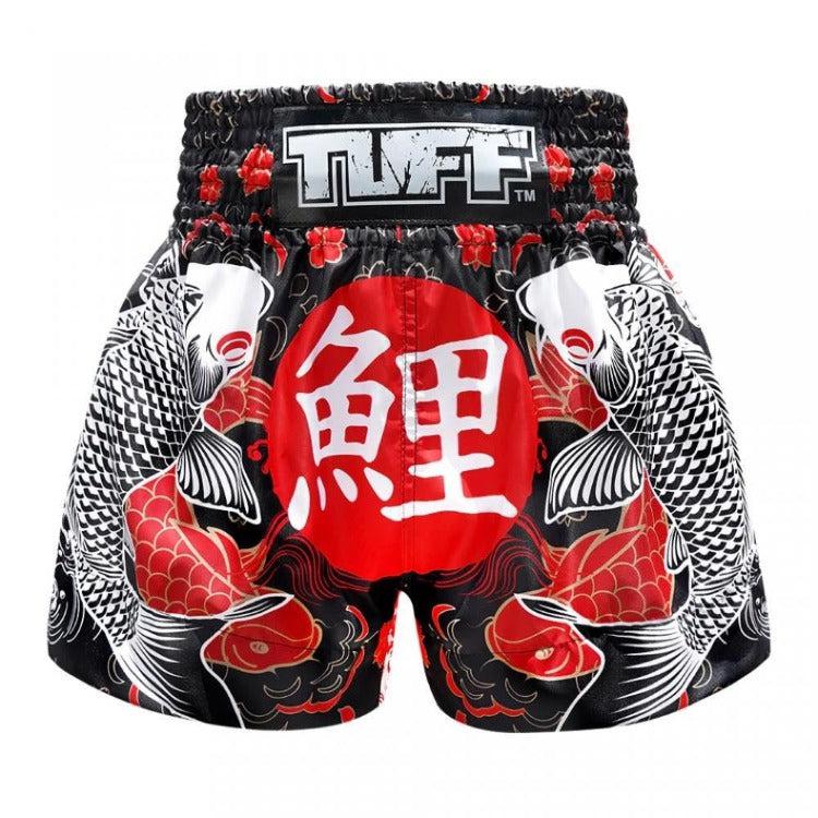 TUFF Muay Thai Shorts - Black Japanese Koi