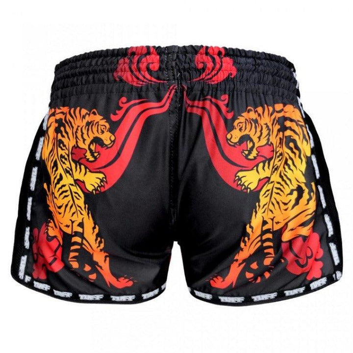 TUFF Retro Muay Thai Shorts - Black Cruel Tiger