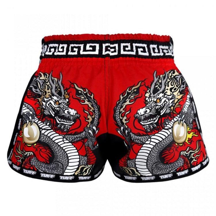 TUFF Retro Muay Thai Shorts - Red Chinese Dragon