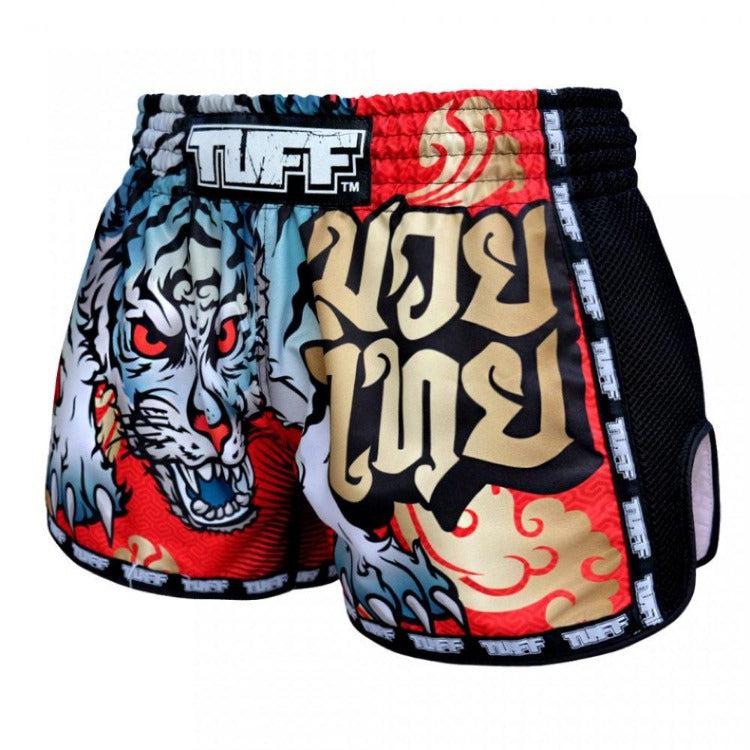 TUFF Retro Muay Thai Shorts - Red Cruel Tiger