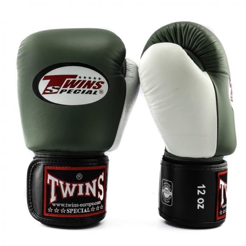 Twins 3 Tone Boxing Gloves - Green/White/Black-FEUK
