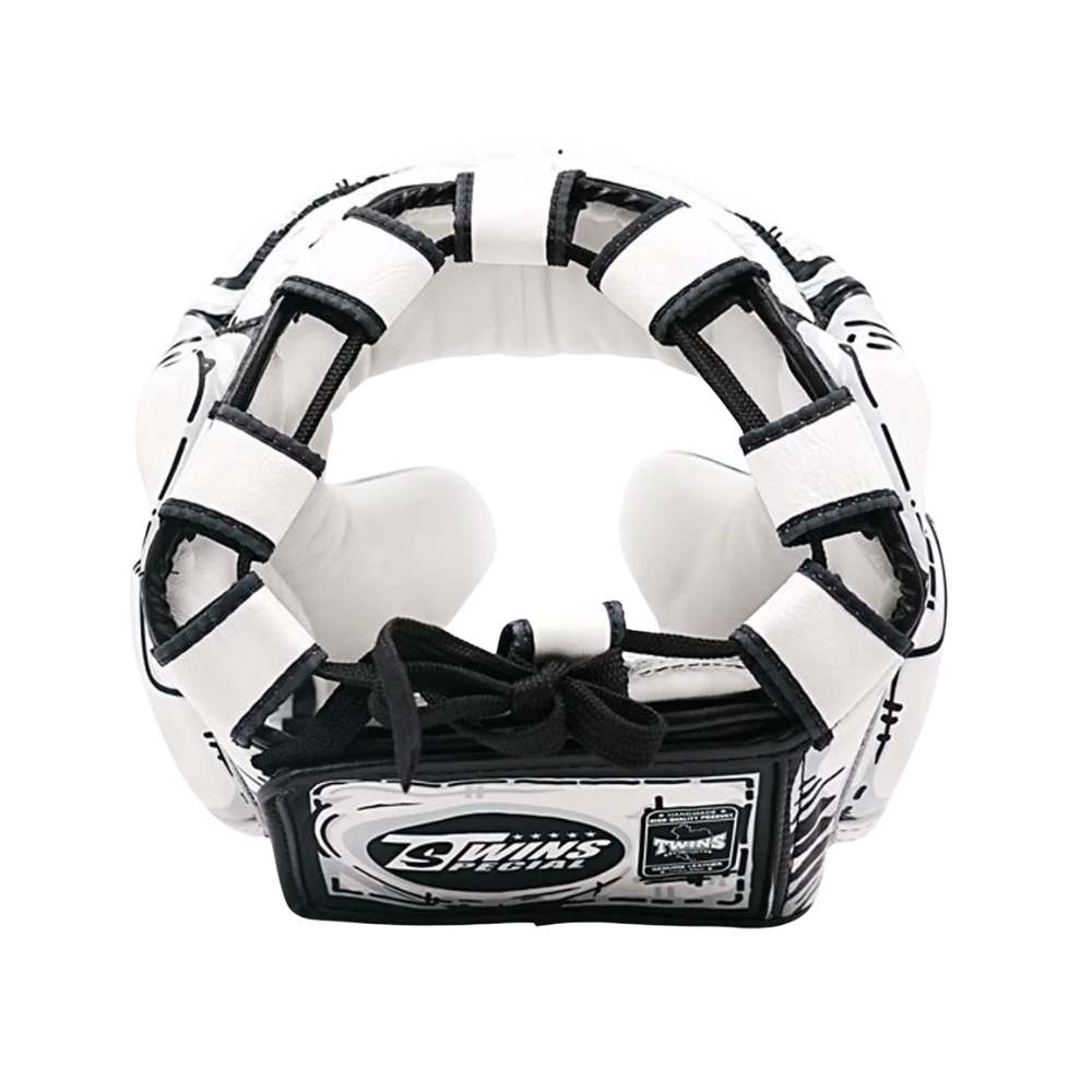 Twins Comic Leather Head Guard - White-Twins