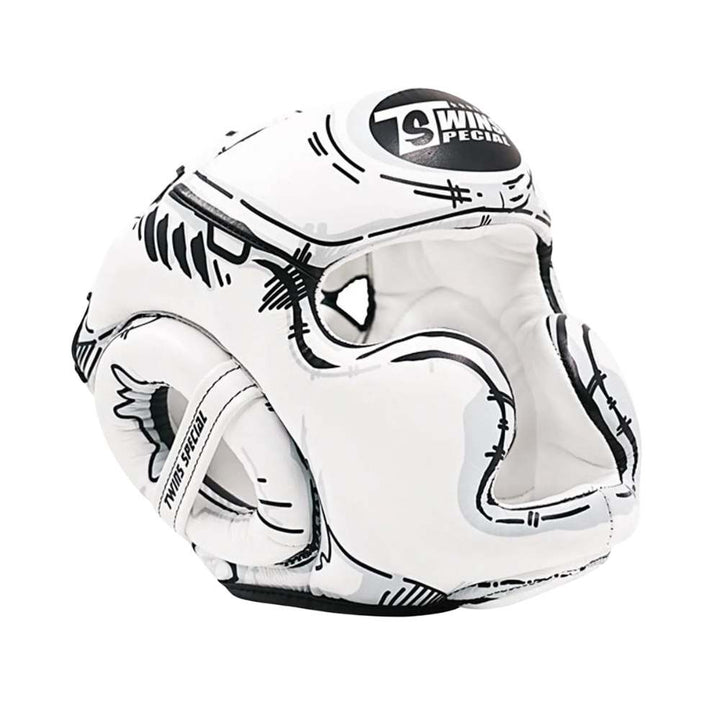 Twins Comic Leather Head Guard - White-Twins