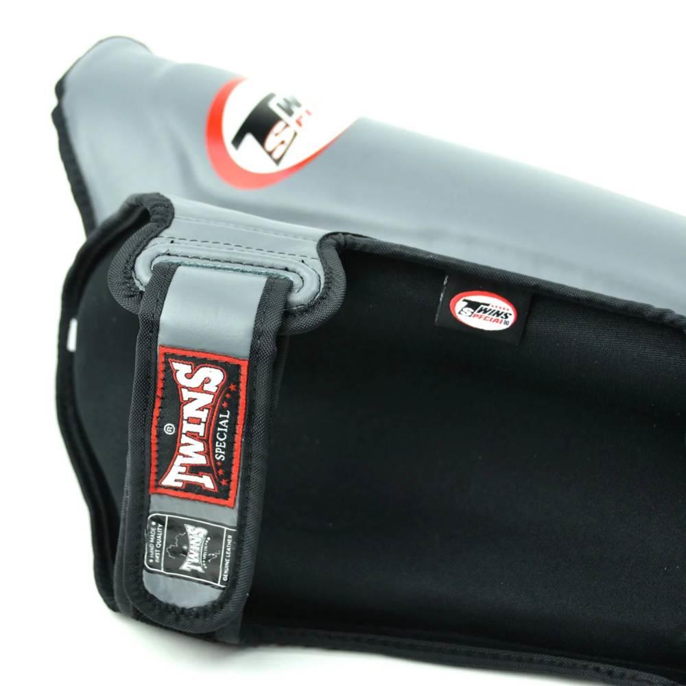Twins Double Padded Leather Shin Guards - Grey-Twins
