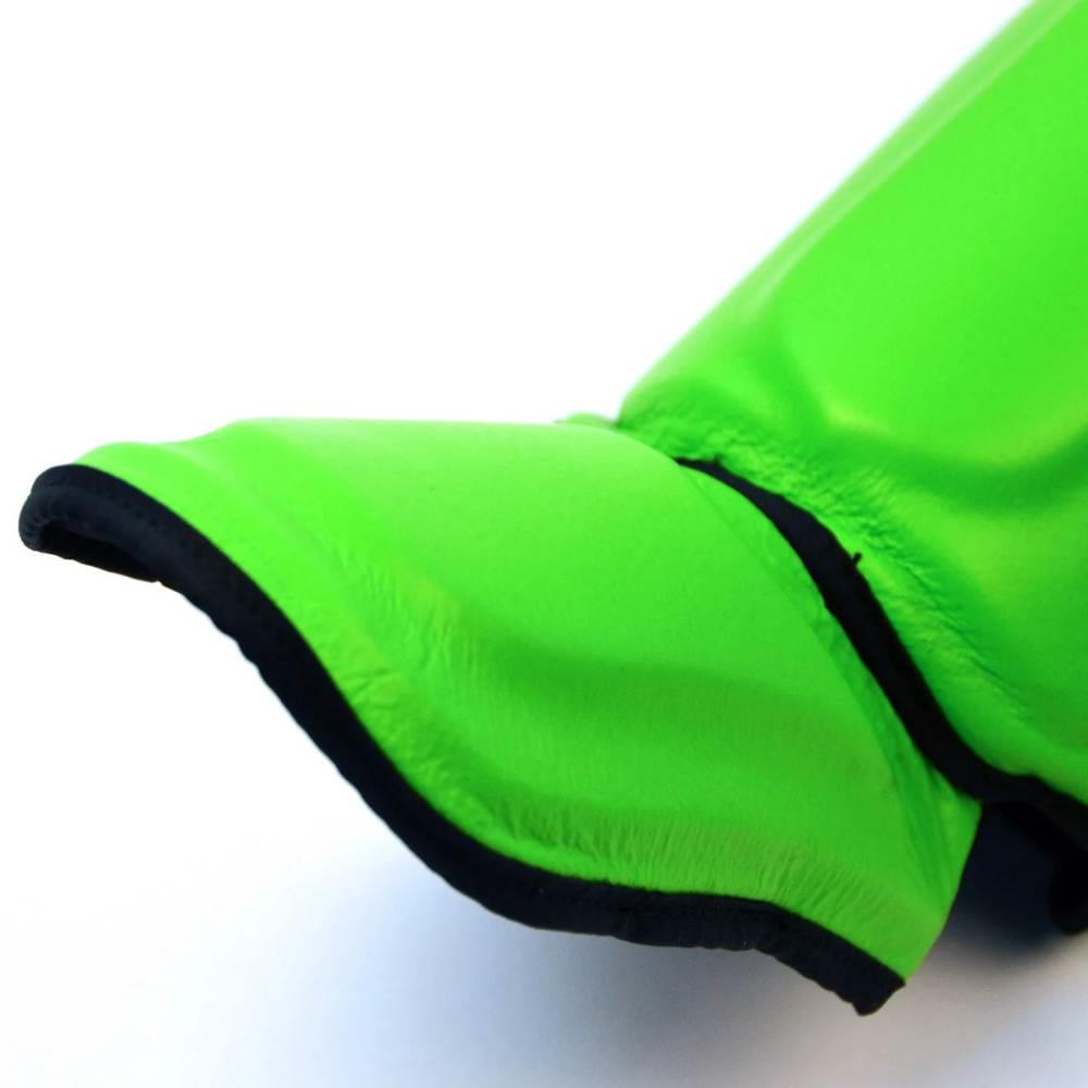 Twins Double Padded Leather Shin Guards - Lime Green-Twins