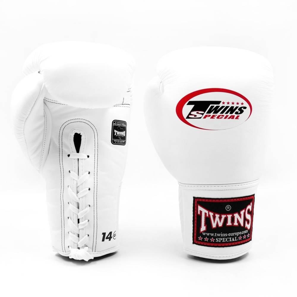 Twins Lace Up Boxing Gloves - White-Twins