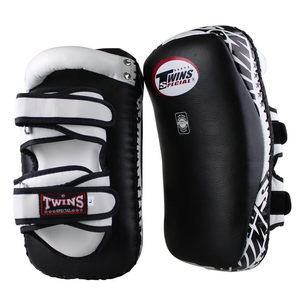 Twins Large Deluxe Curved Kick Pads - Black/White-TKP6-FEUK