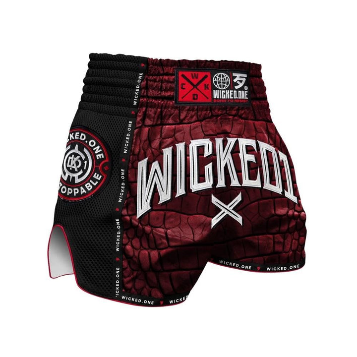 Wicked One Caiman Muay Thai Shorts - Red-Wicked1