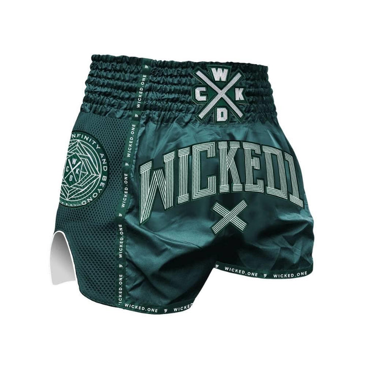 Wicked One Cross Line Muay Thai Shorts - Green-Wicked1